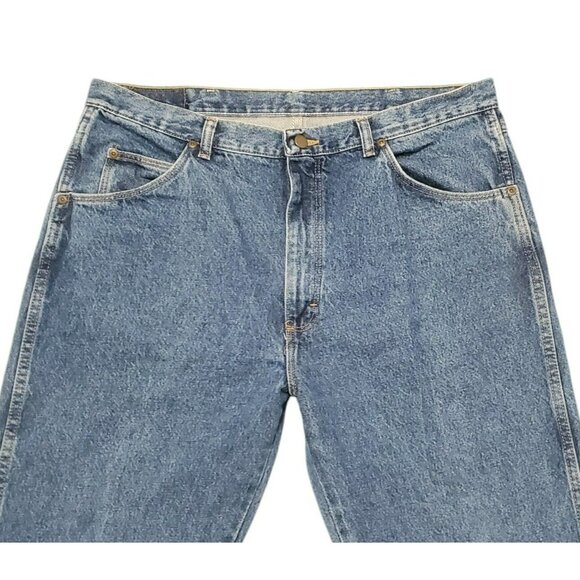 Men's Wrangler Jeans Blue Denim Pants Vintage 38x30 Regular Fit Cowboy 96501DS - Picture 6 of 11